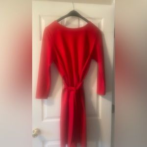 Red belted dress